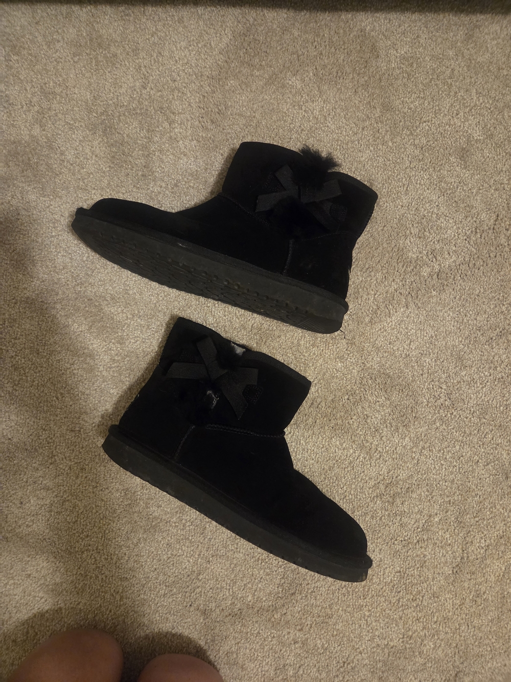 Koolaburra By UGG Black Victoria Mini Fur Trim Boots With Bow